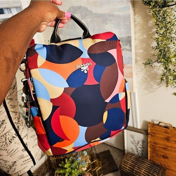 POABA Geometric Multicolored Convertible Anti - Theft Backpack. - Picture 15 of 15